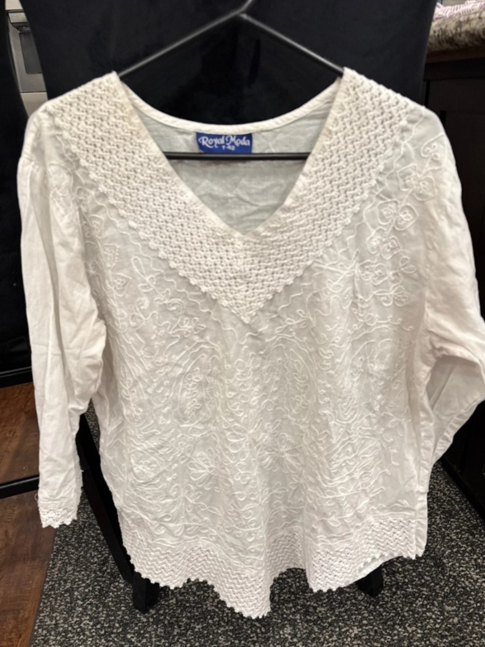White Embroidered V-Neck Tunic